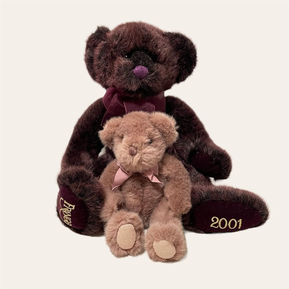Lot of 2 Russ Berrie Teddy Bear Plush Stuffed Animal Mauve Purple Hazel &‎ Teddy